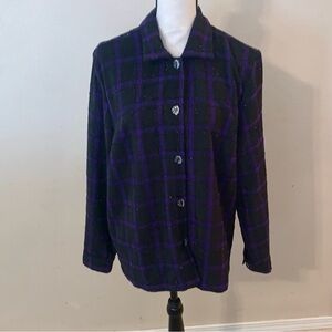 C.J. Banks Blazer Size X Shimmering Black Checkered with Purple Stripes